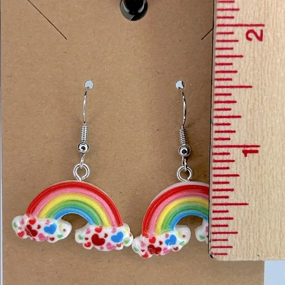 Colorful Rainbow Cloud Dangle Earrings - Fashion Jewelry - Picture 2 of 2